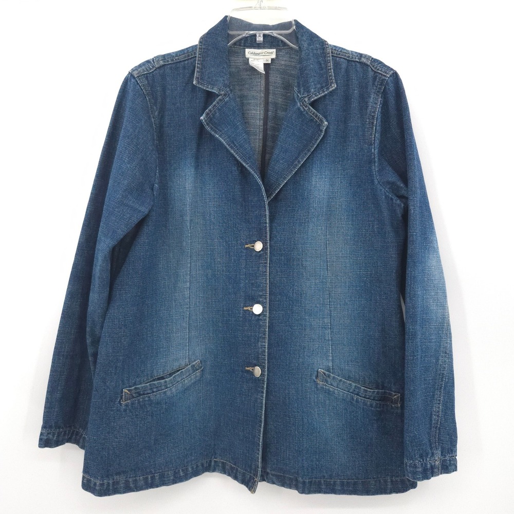 Coldwater Creek Denim Jacket Women 1X Blue Button Front Blazer
